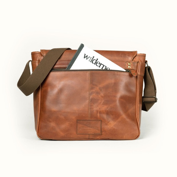 Roosevelt Buffalo Leather Satchel Messenger Bag | Amber Brown NIB - Picture 4 of 6